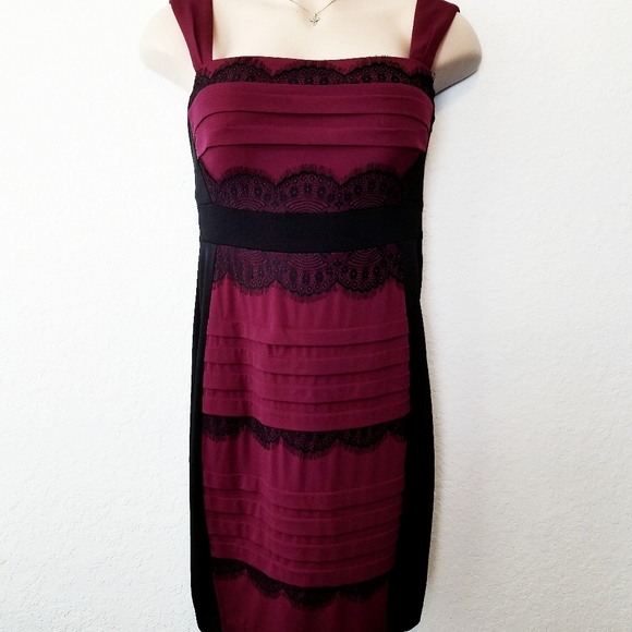 Jax Dresses & Skirts - Sleeveless Lacey Pleated Bodycon Cocktail Dress